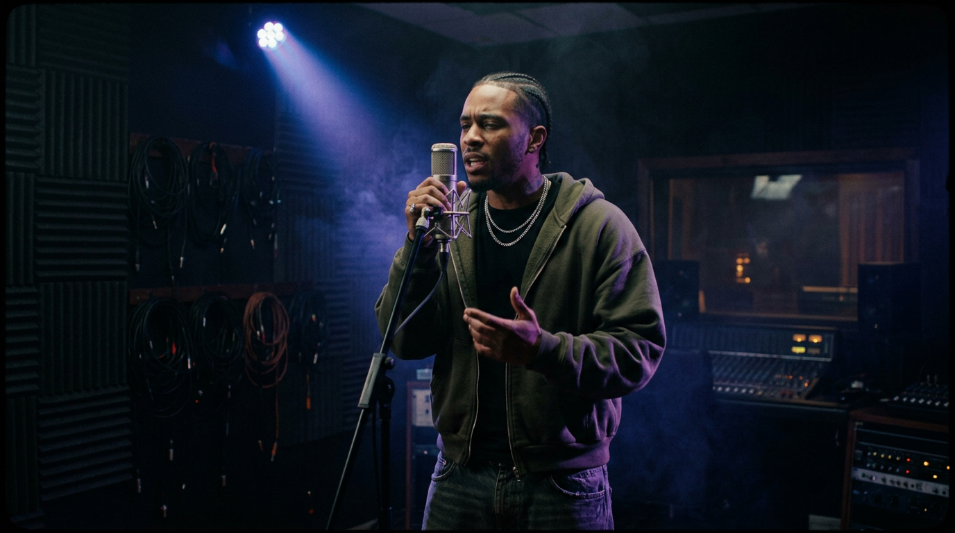 Musicians collaborating in studio